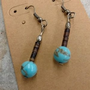 Vintage heishi shell and turquoise earrings